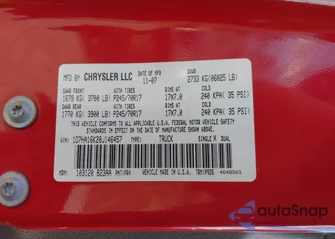 2008 Dodge Ram 1500 St/Sxt z USA, uszkodzony, nr VIN 1D7HA16K28J146457